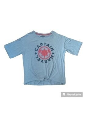 Nwot Women Marvel Captain Marvel Gray Cotton Blend Graphic T-Shirt - Size Large